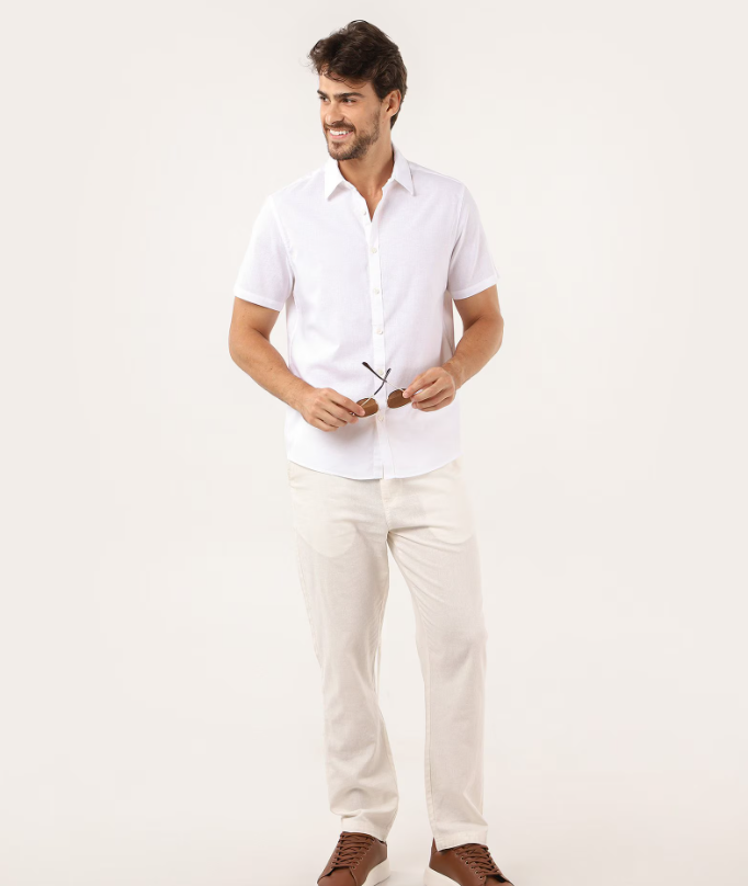 Camisa Manga Curta Slim Fit Lisa