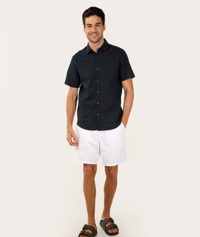 Camisa Manga Curta Slim Fit Lisa