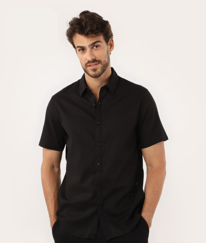 Camisa Manga Curta Slim Fit Lisa