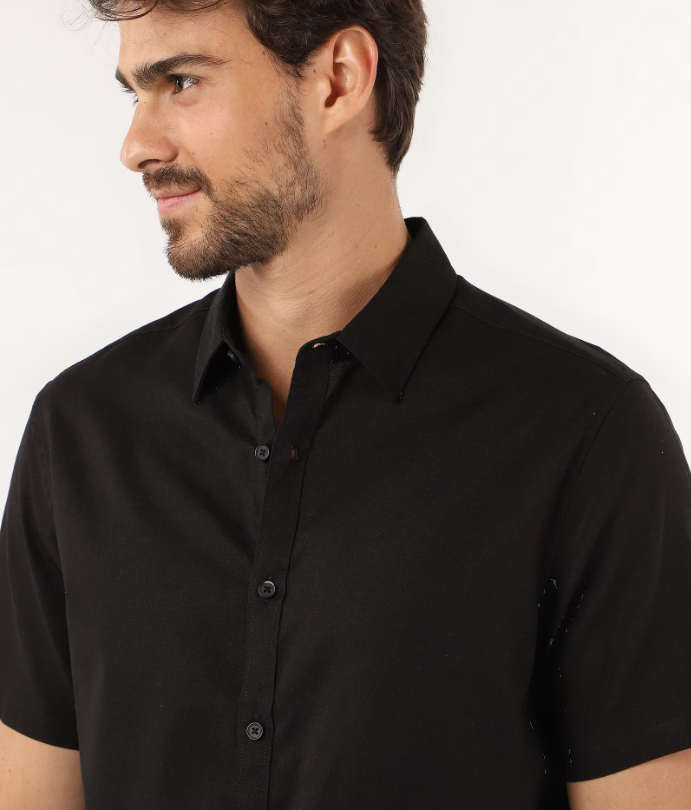 Camisa Manga Curta Slim Fit Lisa